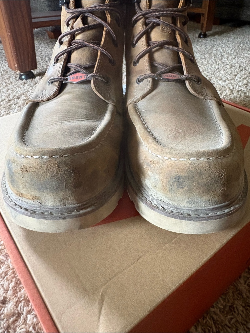 BRUNT Marin Unlined Soft Brown Leather Moc Toe Work Boots - Men's - Picture 3 of 9